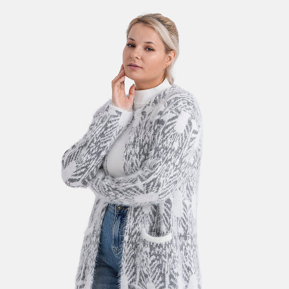 - MAISI Hoodless Coatigan (One Size, Fits UK 8-20) - Grey - White