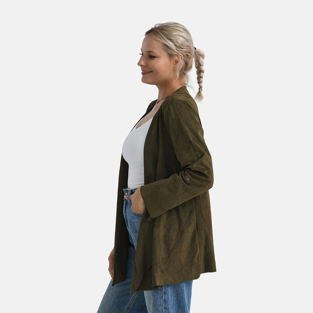 - Maisi Suedette Long Sleeve Fall Cardigan (Size S) - Dark Olive Green