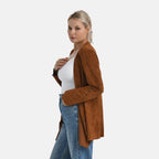 - Maisi Suedette Lond Sleeve Fall Cardigan (Size S) - Brown