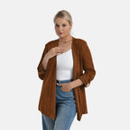 - Maisi Suedette Lond Sleeve Fall Cardigan (Size S) - Brown