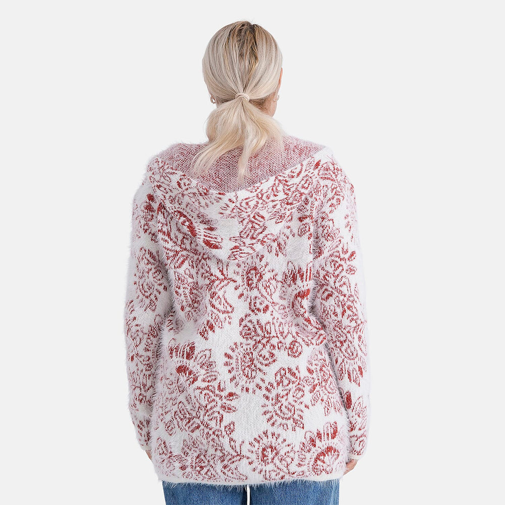 - Maisi Patterned Coatigan (Free Size, 8 to 18) - Red - White