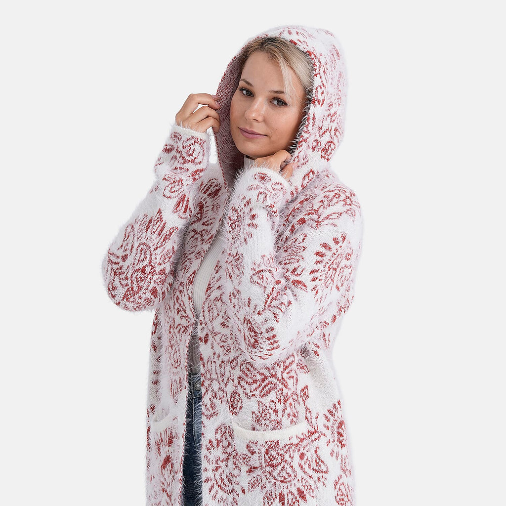 - Maisi Patterned Coatigan (Free Size, 8 to 18) - Red - White