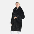 THE OPULENT LUXURY - Valissiere Exquisite Faux Fur Longline Coat (Size - S-M 8 to 14) - Black