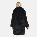THE OPULENT LUXURY - Valissiere Exquisite Faux Fur Longline Coat (Size - S-M 8 to 14) - Black