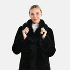 THE OPULENT LUXURY - Valissiere Exquisite Faux Fur Longline Coat (Size - S-M 8 to 14) - Black