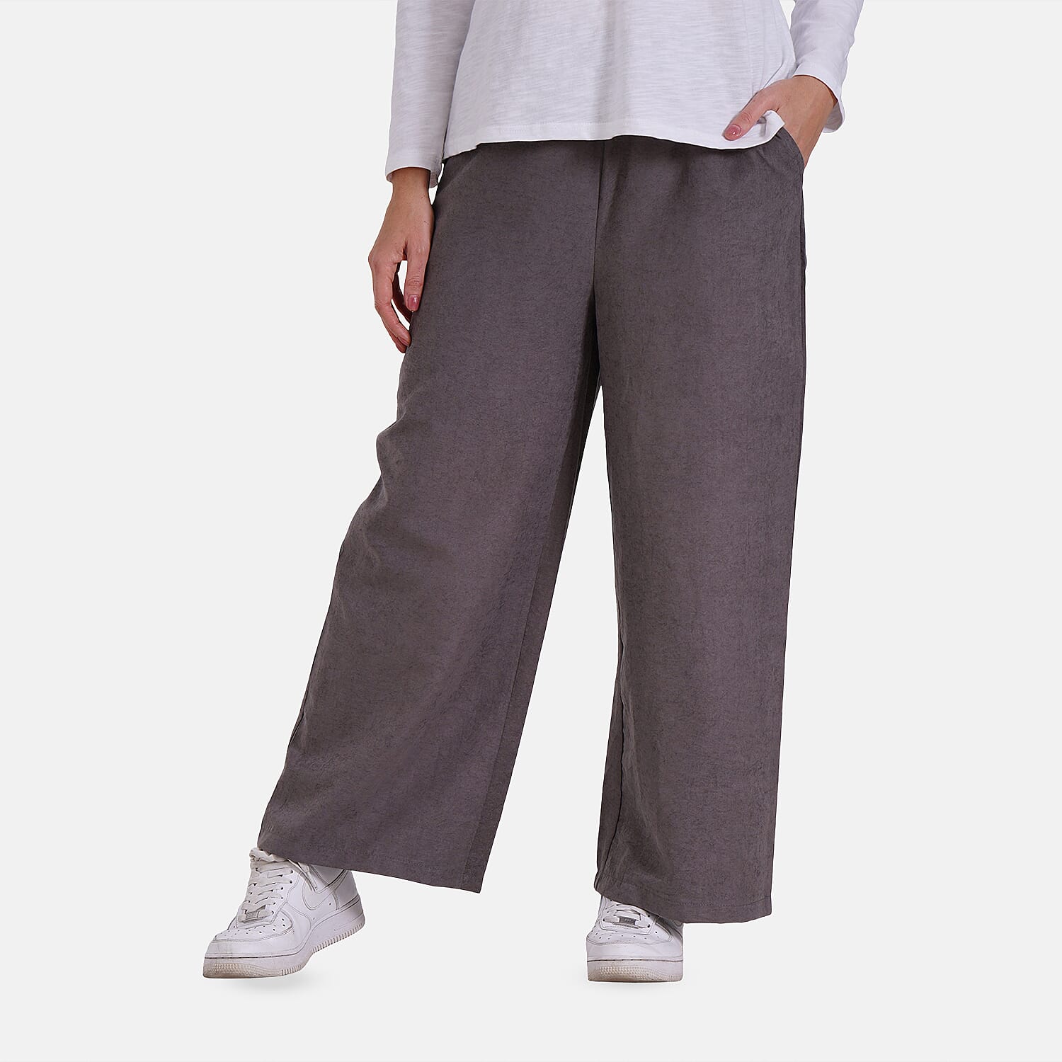 - Maisi Relaxed Fit Wide Leg Lounge Trouser (Size M) - Grey