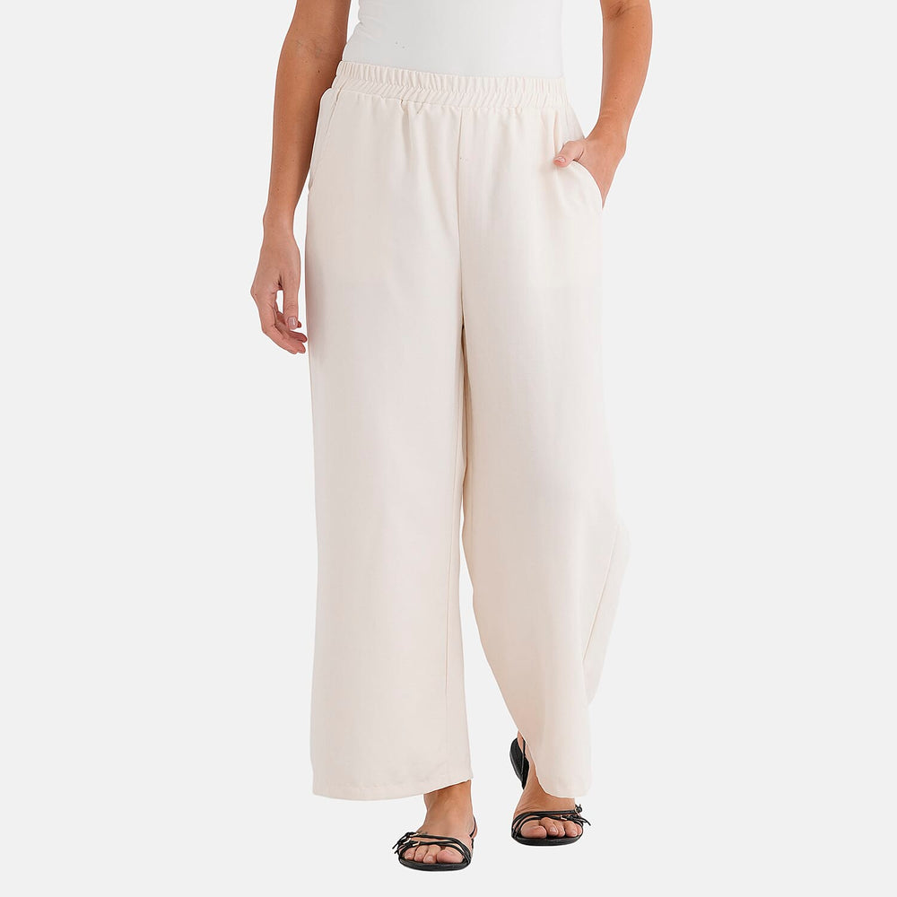 - Maisi Relaxed Fit Wide Leg Lounge Trousers (Size - L) - Cream