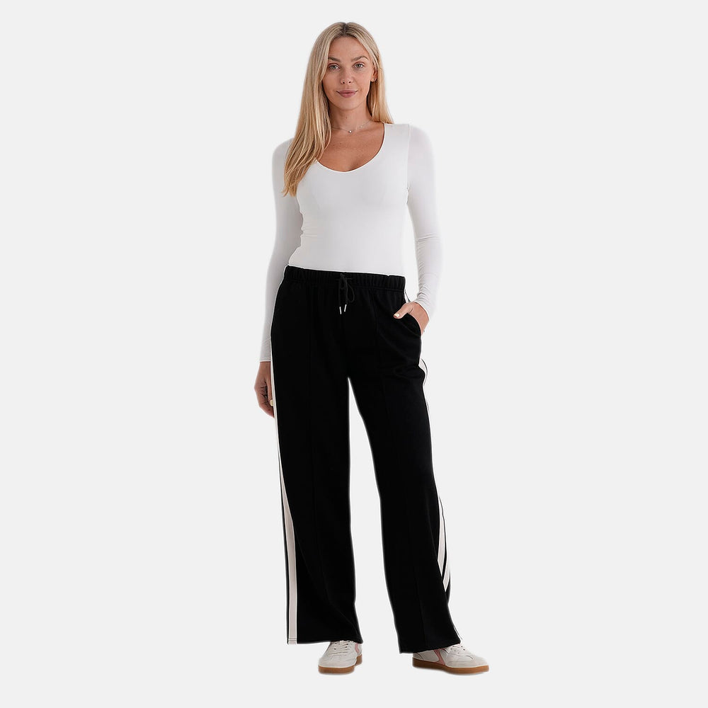 - Maisi Side-Stripe Straight Leg Casual Trouser (Size L) - Black