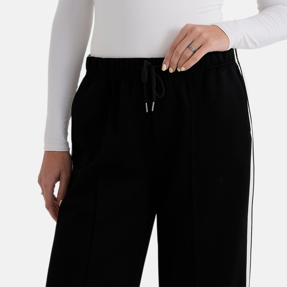 - Maisi Side-Stripe Straight Leg Casual Trouser (Size L) - Black