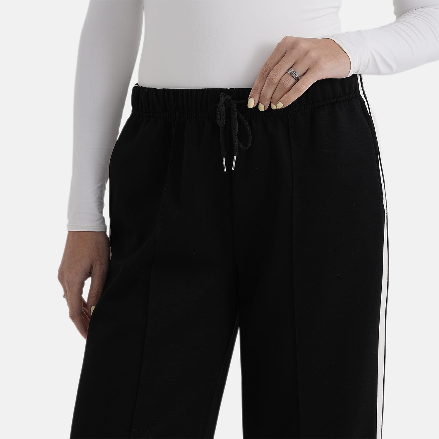- Maisi Side-Stripe Straight Leg Casual Trouser (Size L) - Black