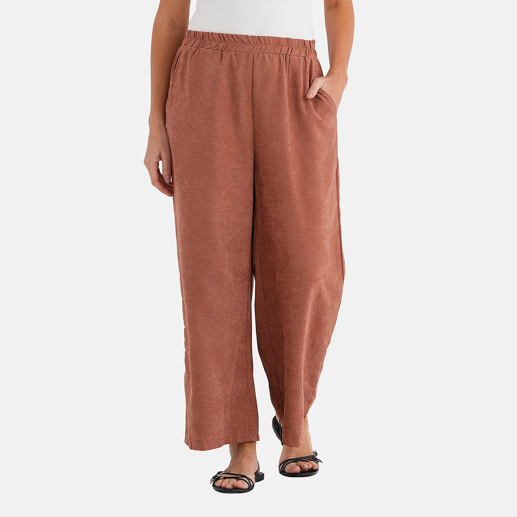 - Maisi Relaxed Fit Wide Leg Lounge Trousers (Size - L) - Brown