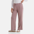 - Maisi Side Stripe Wide-Leg Trousers (Size L) - Soft Pink