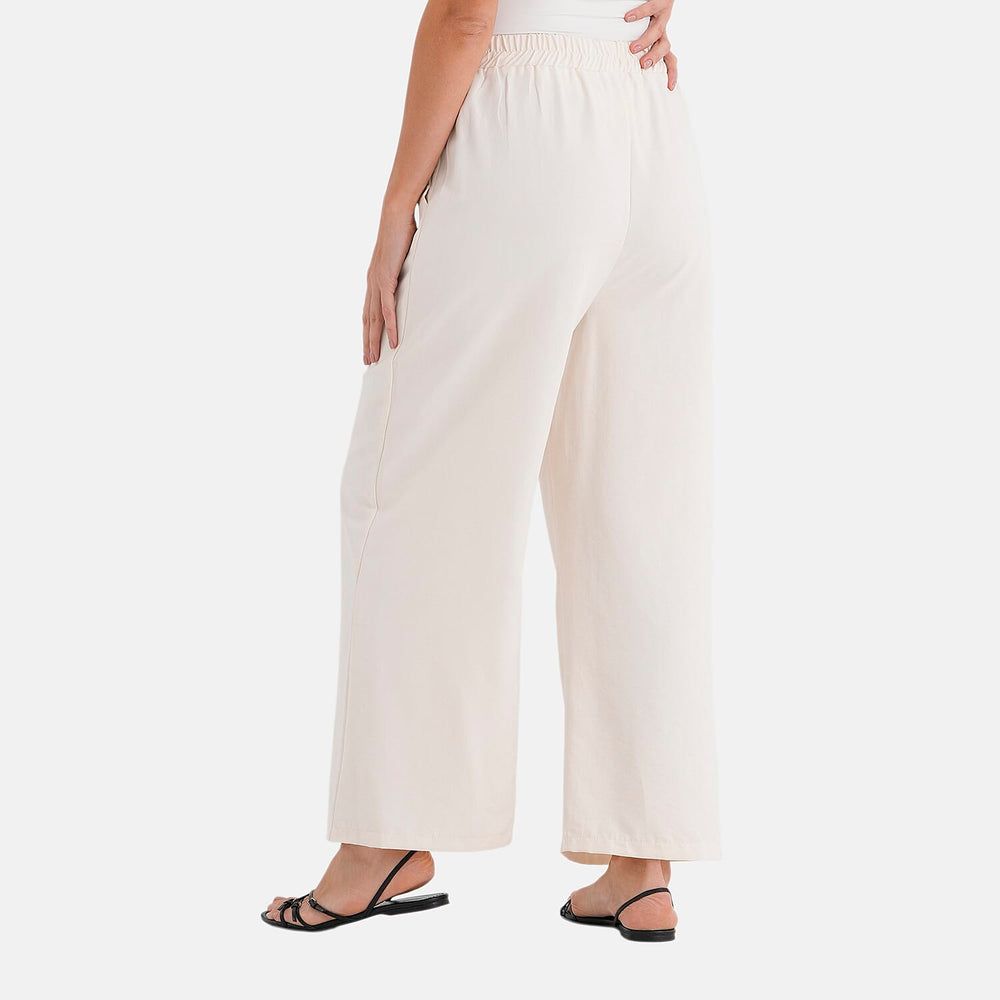 - Maisi Relaxed Fit Wide Leg Lounge Trousers (Size - M) - Cream