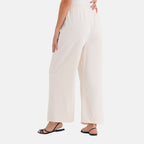 - Maisi Relaxed Fit Wide Leg Lounge Trousers (Size - M) - Cream
