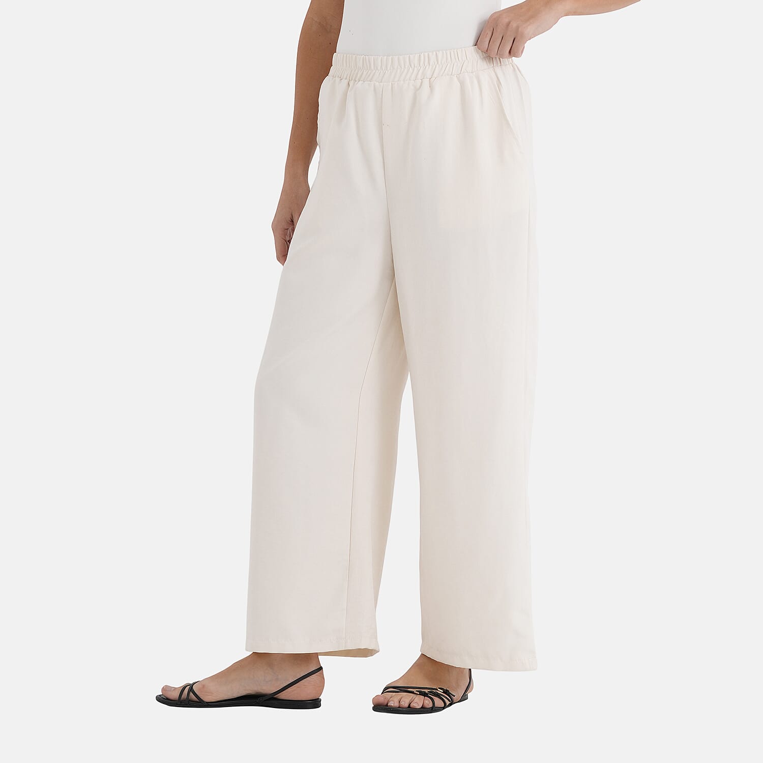 - Maisi Relaxed Fit Wide Leg Lounge Trousers (Size - M) - Cream
