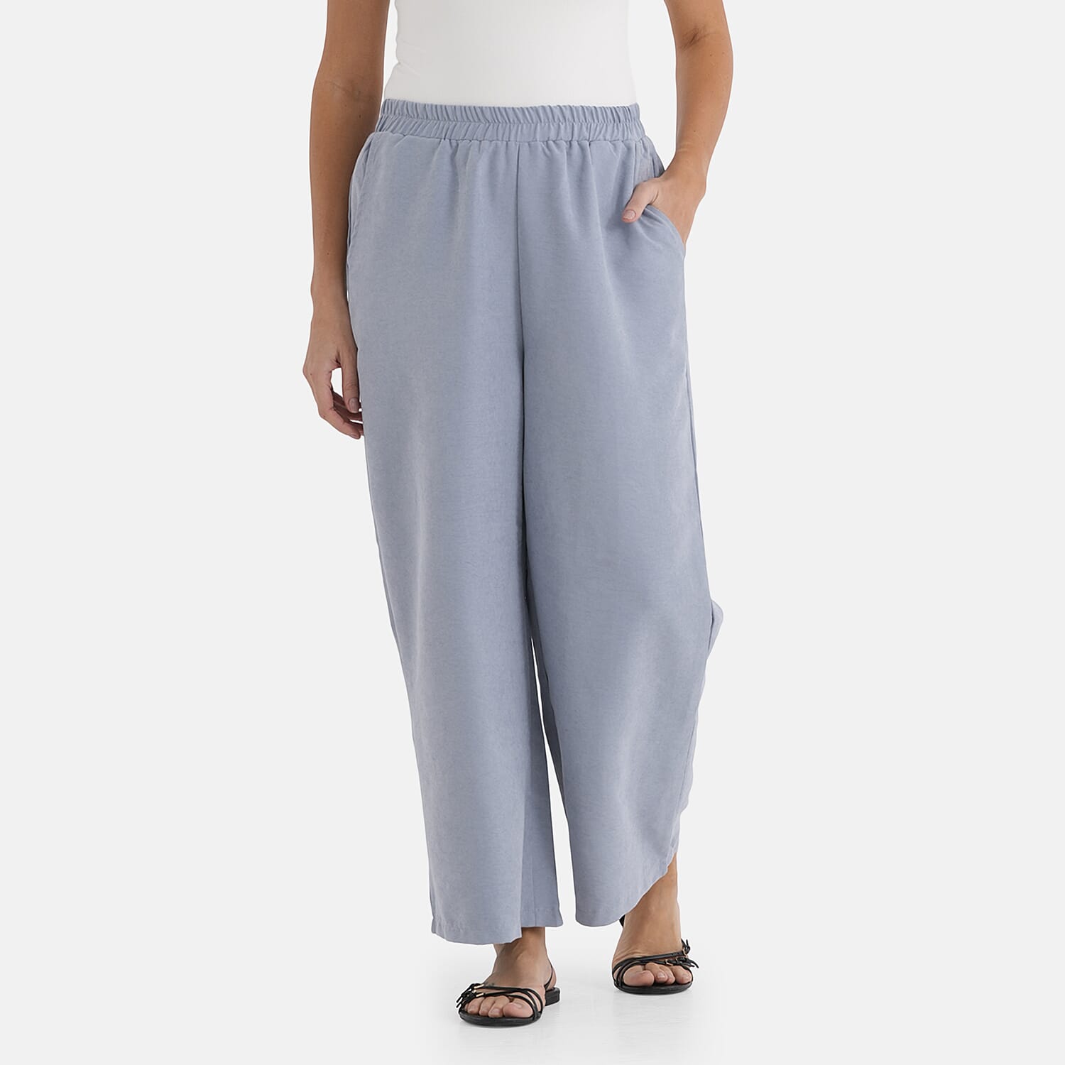 - Maisi Wide-Leg Lightweight Casual Trouser (Size - M) - Blue