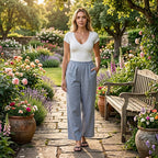- Maisi Wide-Leg Lightweight Casual Trouser (Size - M) - Blue