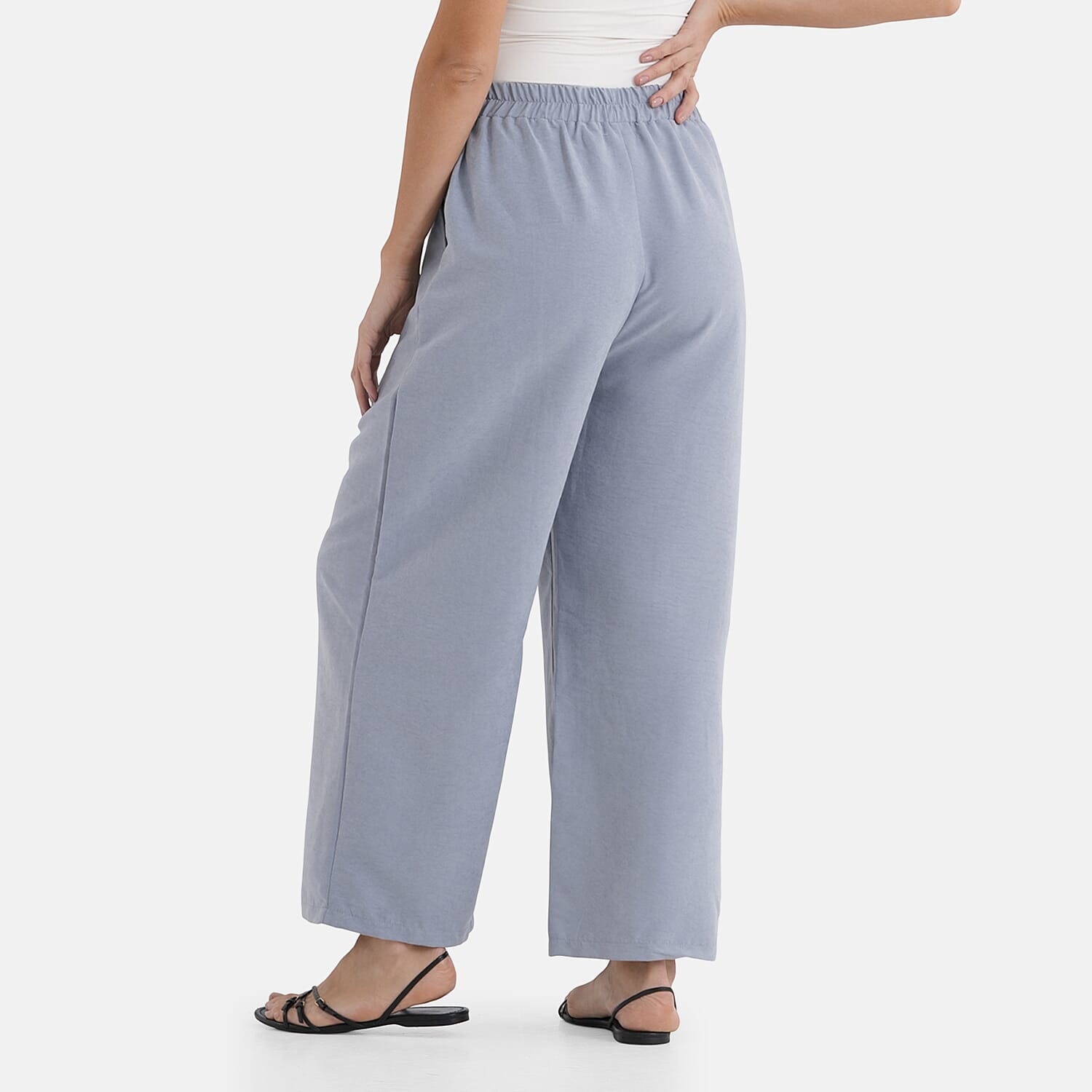 - Maisi Wide-Leg Lightweight Casual Trouser (Size - M) - Blue