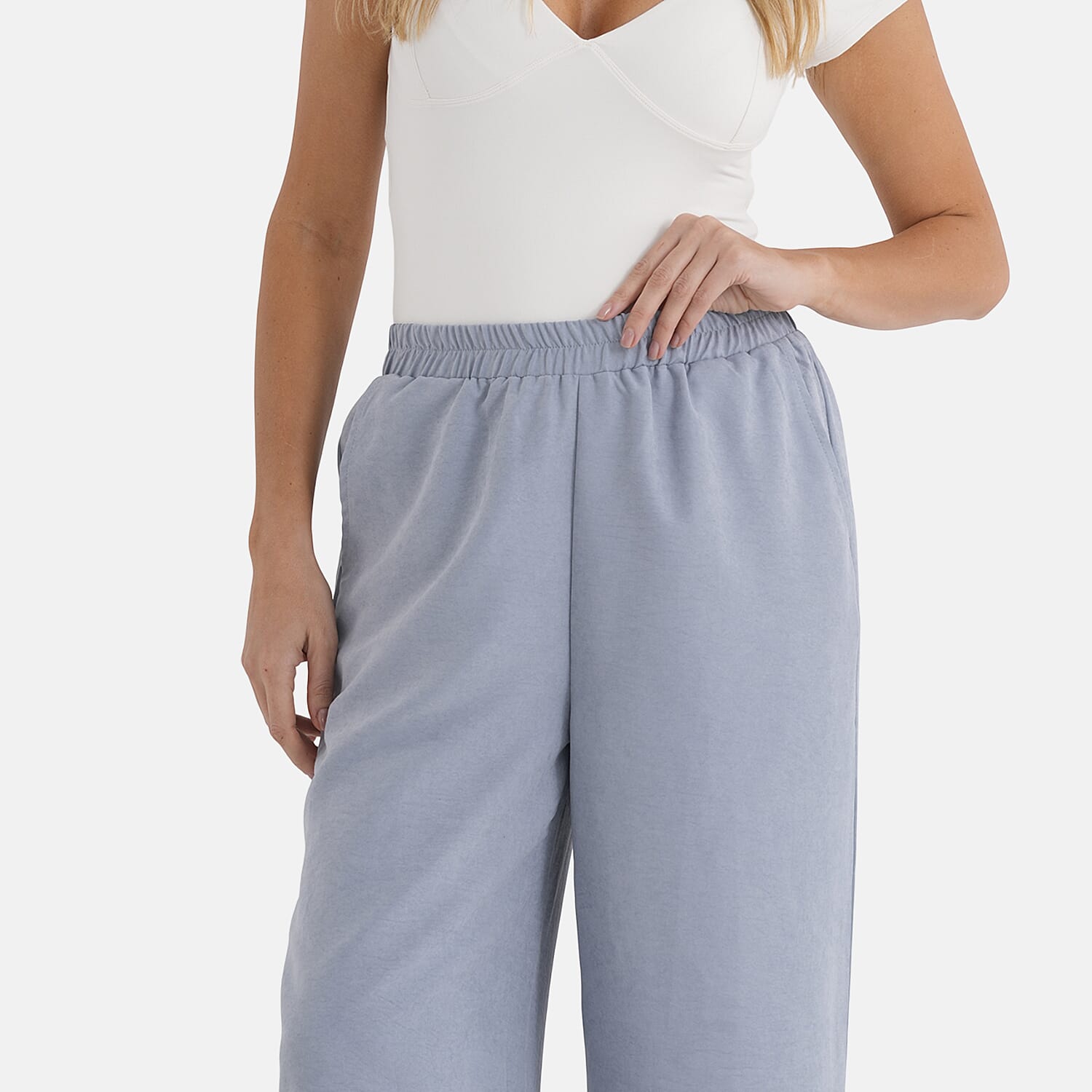 - Maisi Wide-Leg Lightweight Casual Trouser (Size - M) - Blue