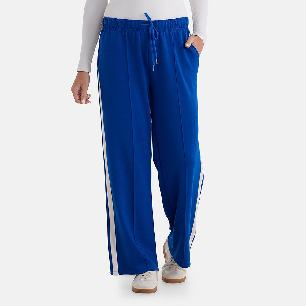 - Maisi Side Stripe Wide-Leg Trousers (Size M) - Cobalt