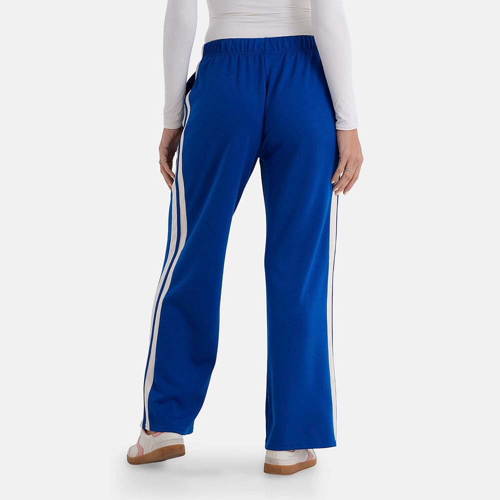 - Maisi Side Stripe Wide-Leg Trousers (Size M) - Cobalt
