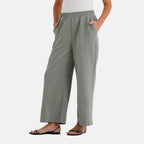 - Maisi Relaxed Fit Wide Leg Lounge Trousers (Size - M) - Basil Green