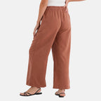 - Maisi Relaxed Fit Wide Leg Lounge Trousers (Size - M) - Brown