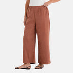 - Maisi Relaxed Fit Wide Leg Lounge Trousers (Size - M) - Brown