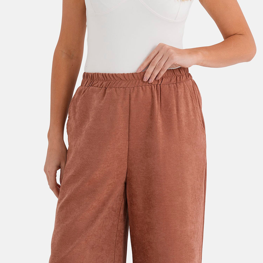 - Maisi Relaxed Fit Wide Leg Lounge Trousers (Size - M) - Brown