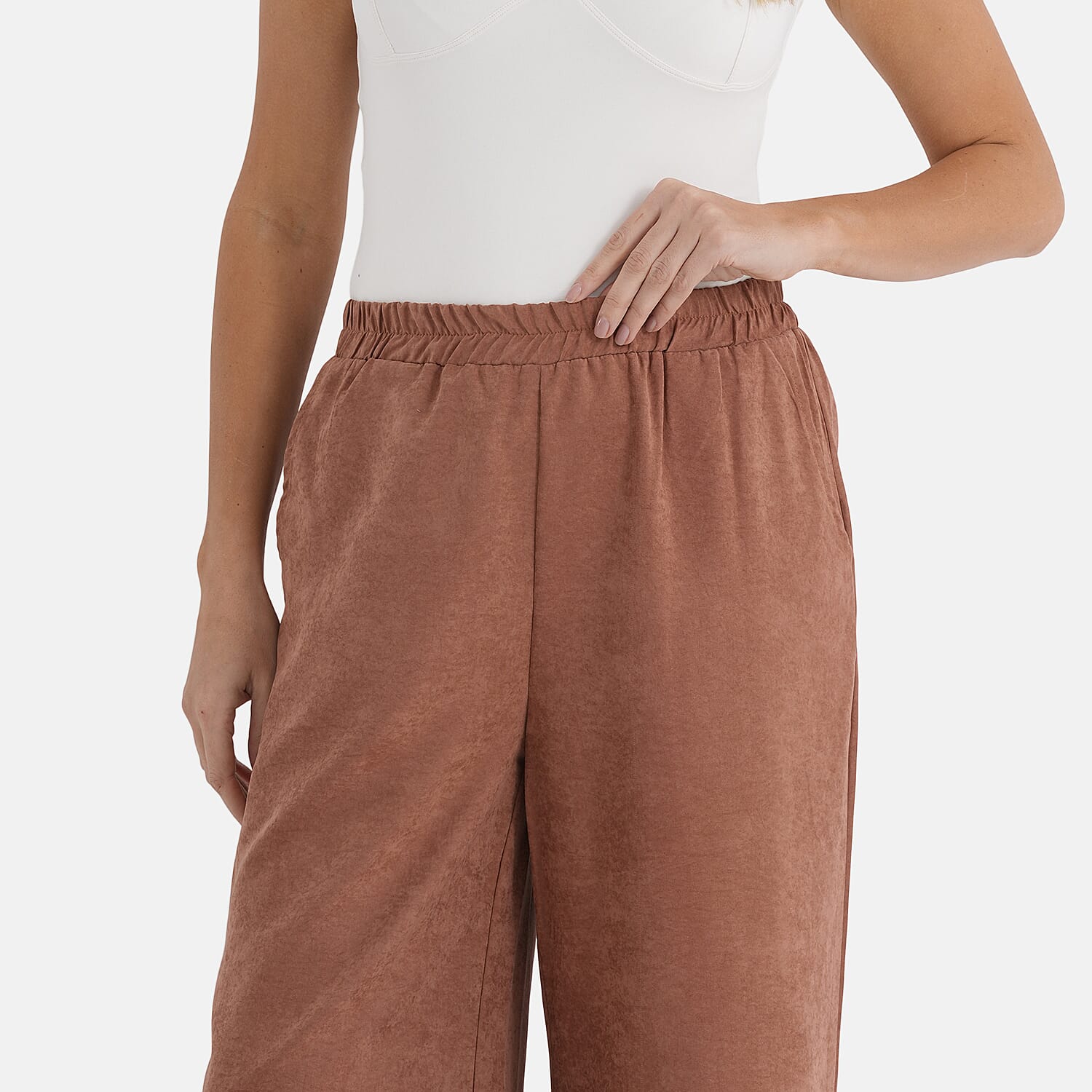 - Maisi Relaxed Fit Wide Leg Lounge Trousers (Size - M) - Brown