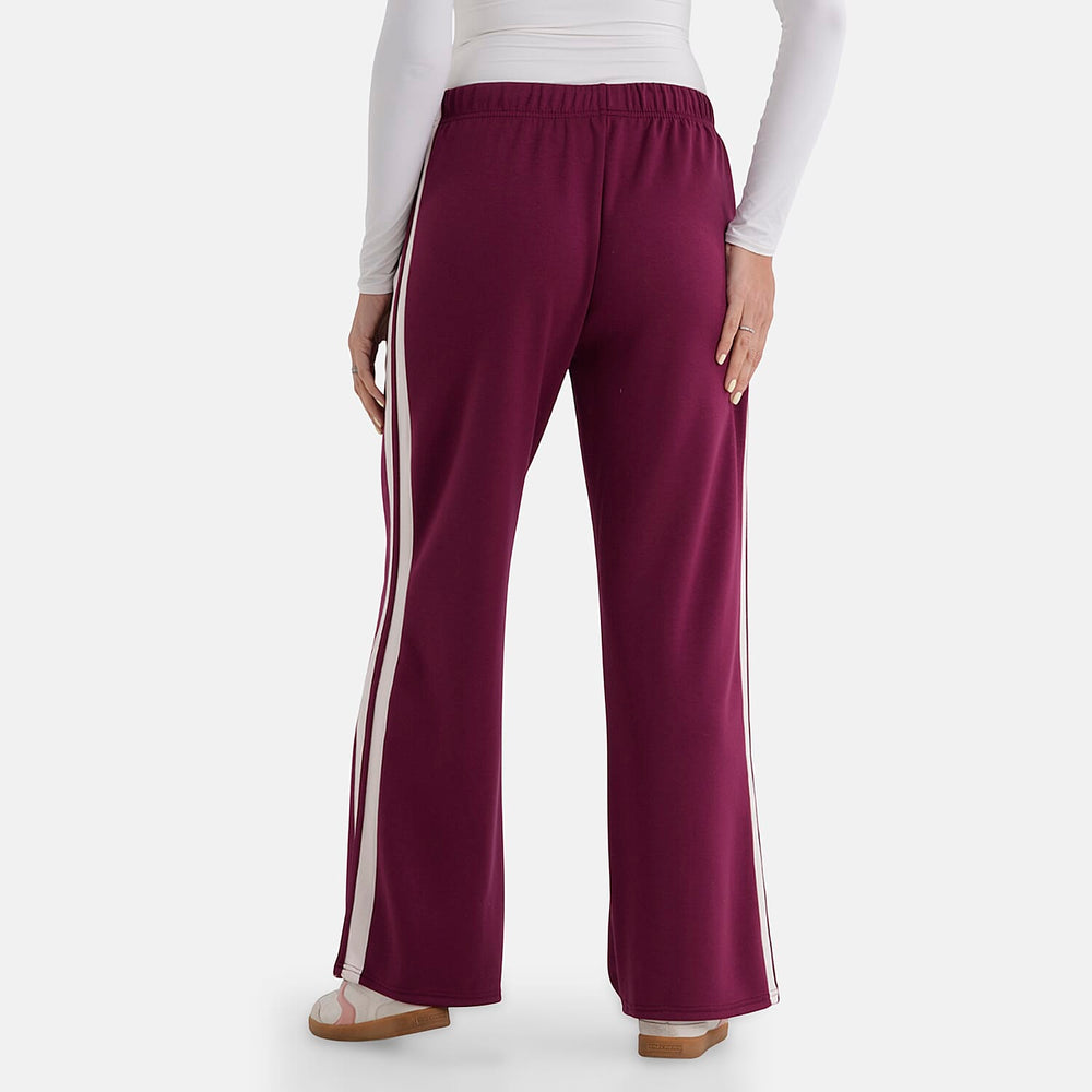 - Maisi Side Stripe Wide-Leg Trousers (Size M) - Plum