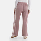 - Maisi Side Stripe Wide-Leg Trousers (Size M) - Soft Pink