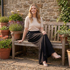 & Maisi Elasticated Waist Wide Leg Flared Trousers (One Size) - Black
