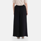 & Maisi Elasticated Waist Wide Leg Flared Trousers (One Size) - Black