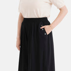 & Maisi Elasticated Waist Wide Leg Flared Trousers (One Size) - Black