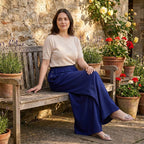 - Maisi Elasticated Waist Wide Leg Flared Trousers (One Size) - Blue