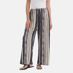 - Maisi Stripe Pattern Wide-Leg Trousers (Size 16 to 24) - Black - Brown