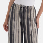 - Maisi Stripe Pattern Wide-Leg Trousers (Size 16 to 24) - Black - Brown