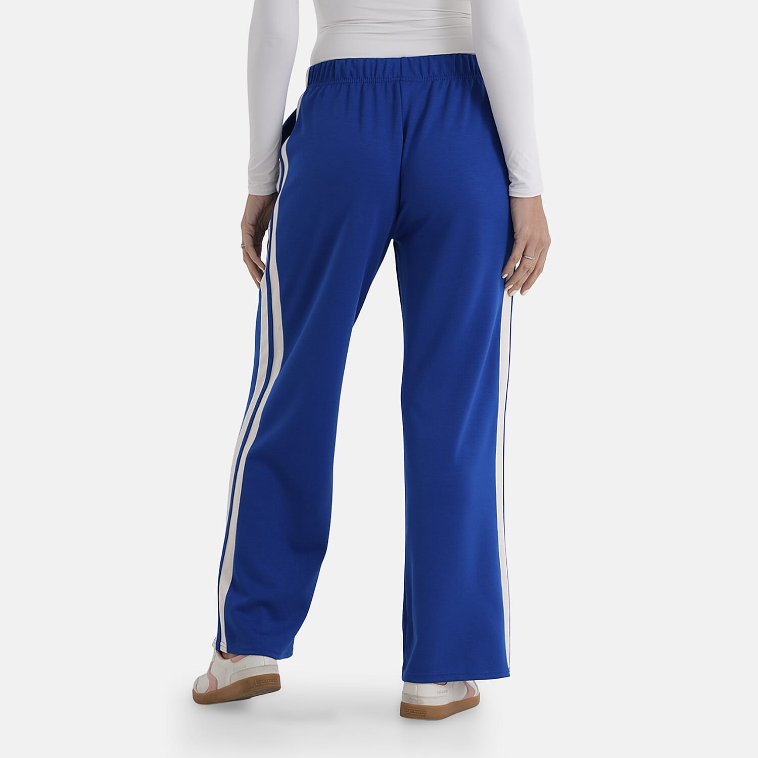 - Maisi Side Stripe Wide-Leg Trousers (Size S) - Cobalt