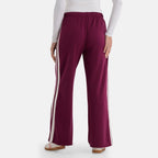 - Maisi Side Stripe Wide-Leg Trousers (Size XL) - Plum