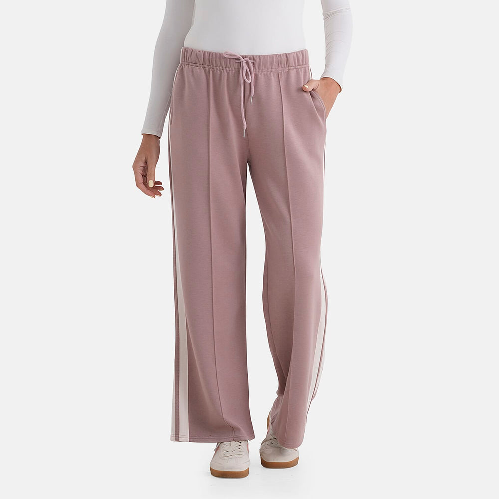 - Maisi Side Stripe Wide-Leg Trousers (Size XL) - Soft Pink