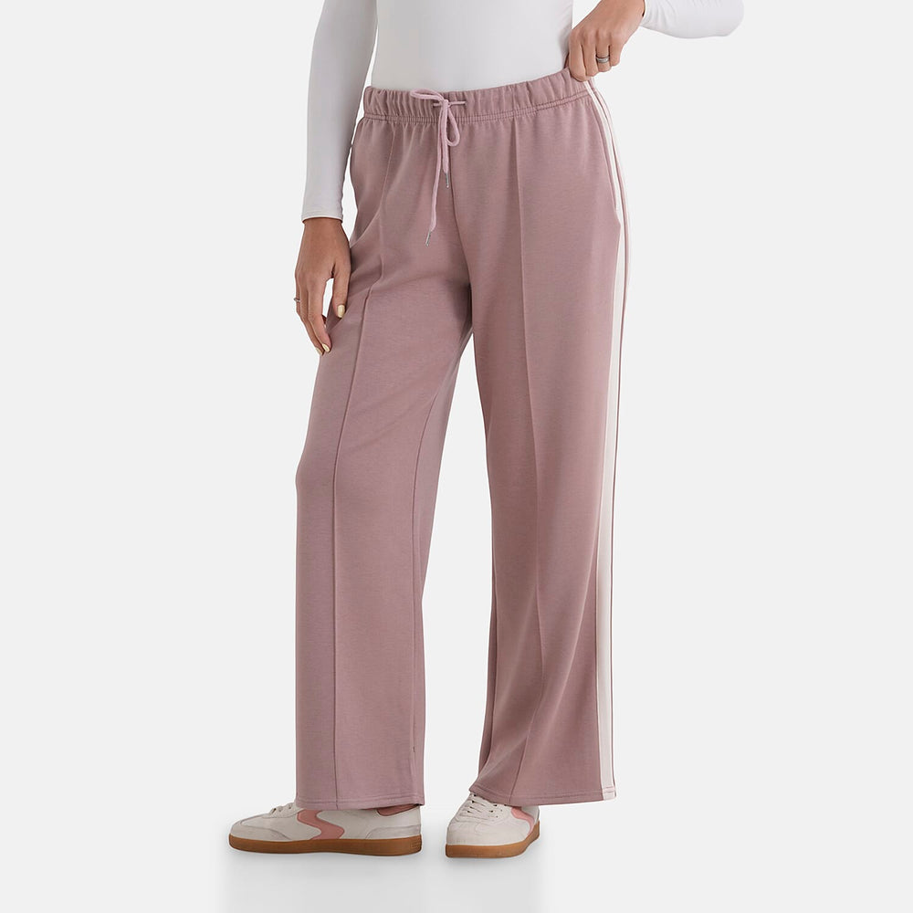 - Maisi Side Stripe Wide-Leg Trousers (Size XL) - Soft Pink