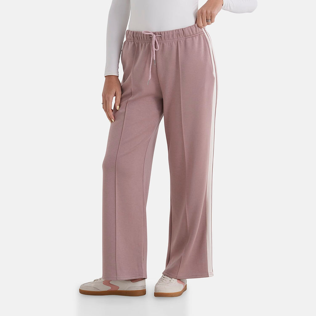 - Maisi Side Stripe Wide-Leg Trousers (Size XL) - Soft Pink