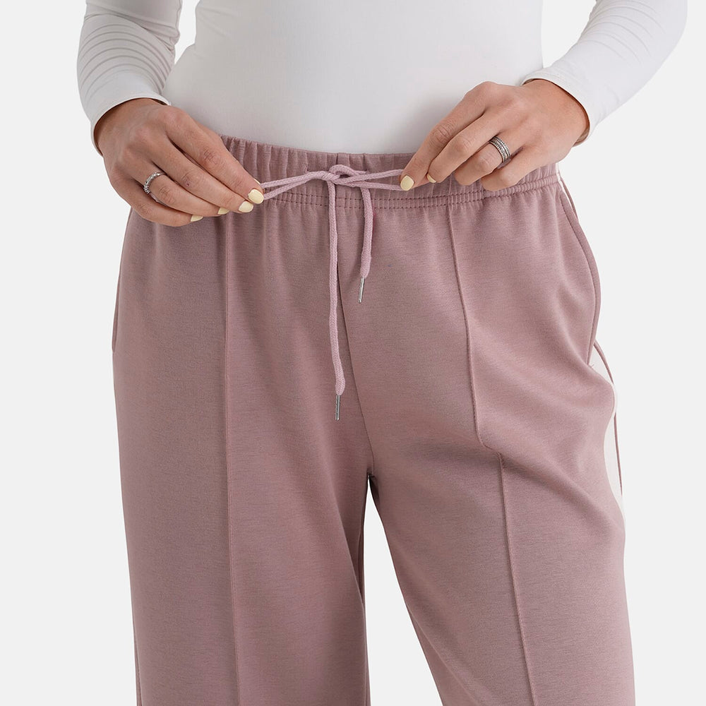 - Maisi Side Stripe Wide-Leg Trousers (Size XL) - Soft Pink