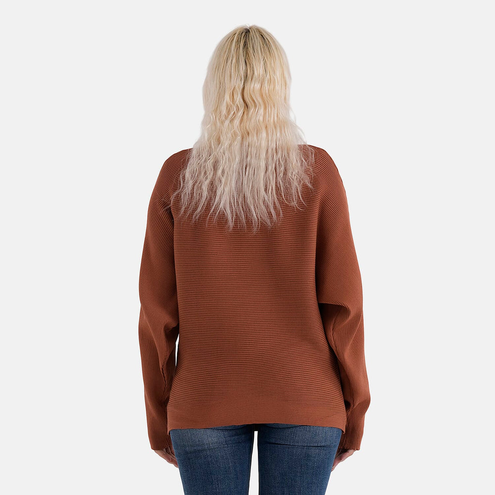 - Maisi Glam Knit Diamonte Batwing-Sleeve Jumper (One Size) - Brown
