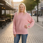 - Maisi Glam Knit Diamonte Batwing-Sleeve Jumper (One Size) - Pink