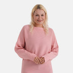 - Maisi Glam Knit Diamonte Batwing-Sleeve Jumper (One Size) - Pink