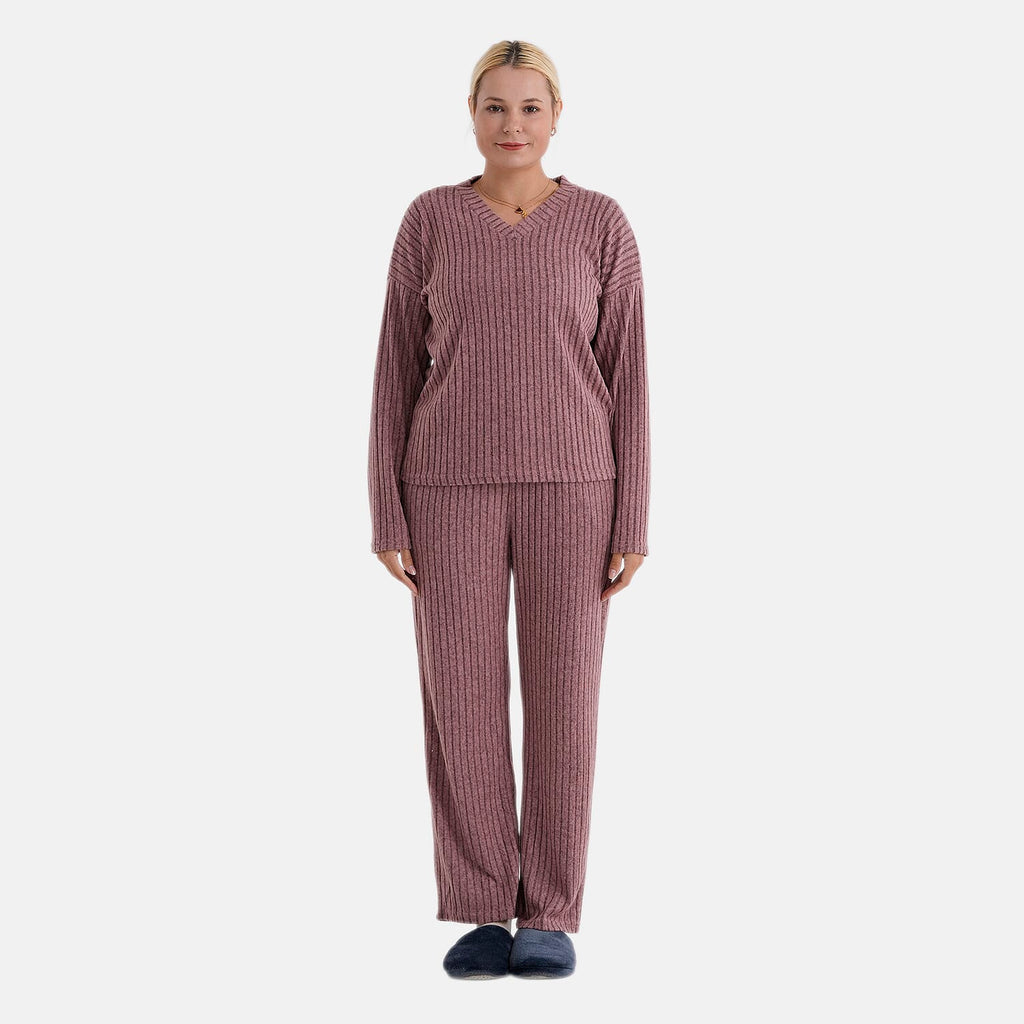 - Maisi Two-Piece Relaxed Fit Ribbed Loungewear Set (Size 16 To 18) - Pink