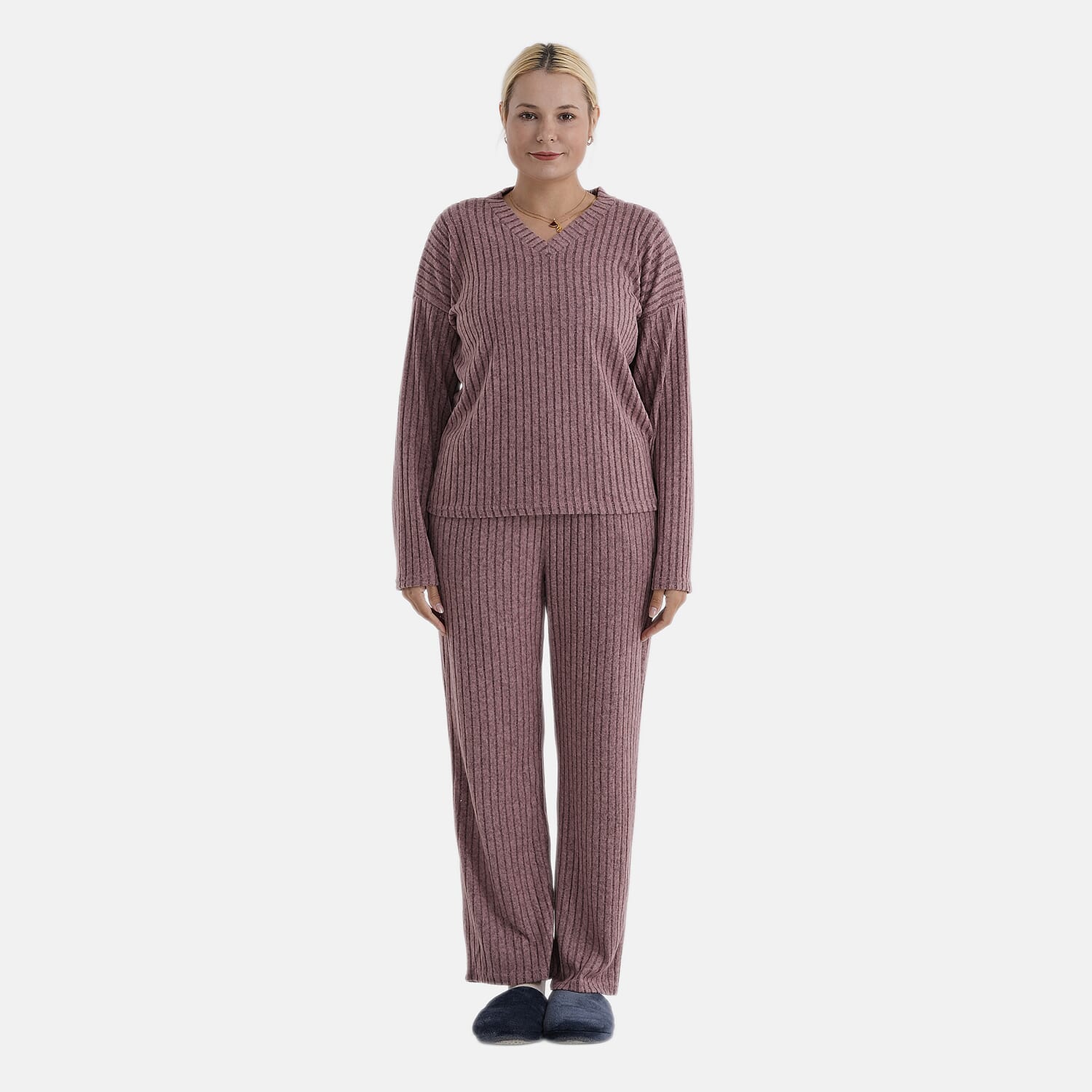 - Maisi Two-Piece Relaxed Fit Ribbed Loungewear Set (Size 16 To 18) - Pink
