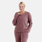 - Maisi Two-Piece Relaxed Fit Ribbed Loungewear Set (Size 16 To 18) - Pink